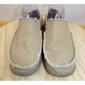 Crocs Santa Cruz Canvas Loafers 10128 Mens Size 7 Tan Slip On Frayed